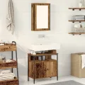 Ensemble de mobilier de salle de bain 2 pièces en bois ancien et en bois d'ingénierie
