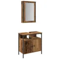 Ensemble de mobilier de salle de bain 2 pièces en bois ancien et en bois d'ingénierie