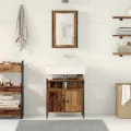 Ensemble de mobilier de salle de bain 2 pièces en bois ancien et en bois d'ingénierie
