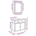 Ensemble de mobilier de salle de bain 2 pièces en bois ancien et en bois d'ingénierie