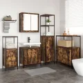 Ensemble de meubles de salle de bain 5 pièces en bois d'ingénierie chêne fumé