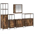 Ensemble de meubles de salle de bain 5 pièces en bois d'ingénierie chêne fumé