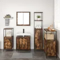 Ensemble de meubles de salle de bain 5 pièces en bois d'ingénierie chêne fumé