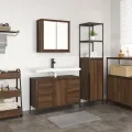 Ensemble de meubles de salle de bain 2 pièces en chêne brun en bois d'ingénierie