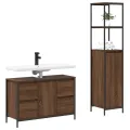 Ensemble de meubles de salle de bain 2 pièces en chêne brun en bois d'ingénierie