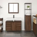 Ensemble de meubles de salle de bain 2 pièces en chêne brun en bois d'ingénierie