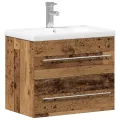 Armoire de lavabo avec évier intégré Bois ancien