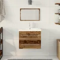 Armoire de lavabo avec évier intégré Bois ancien