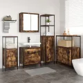 Ensemble de meubles de salle de bain 5 pièces en chêne fumé en bois d'ingénierie