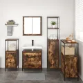 Ensemble de meubles de salle de bain 5 pièces en chêne fumé en bois d'ingénierie