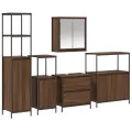 Ensemble de meubles de salle de bain 5 pièces  en bois d'ingénierie chêne marron