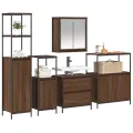 Ensemble de meubles de salle de bain 5 pièces  en bois d'ingénierie chêne marron