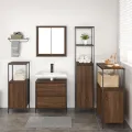 Ensemble de meubles de salle de bain 5 pièces  en bois d'ingénierie chêne marron