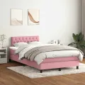Sommier à lattes de lit avec matelas rose 120x220 cm velours