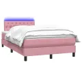 Sommier à lattes de lit avec matelas rose 120x220 cm velours