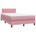 Sommier à lattes de lit avec matelas rose 120x220 cm velours