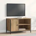 Meuble TV  en chêne artisan de 80x40x50 cm en bois d'ingénierie et acier