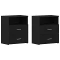 Tables de nuit 2 pcs Chêne Noir 50x32x60cm en bois d'ingénierie