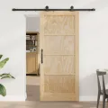 Porte coulissante  avec kit matériel 86x198,5 cm en bois massif de pin