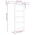 Porte coulissante  avec kit matériel 86x198,5 cm en bois massif de pin
