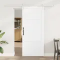 Porte Coulissante  avec Kit de Quincaillerie Blanche 86x198,5 cm en Bois Massif de Pin