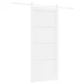 Porte Coulissante  avec Kit de Quincaillerie Blanche 86x198,5 cm en Bois Massif de Pin