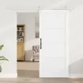 Porte Coulissante  avec Kit de Quincaillerie Blanche 86x198,5 cm en Bois Massif de Pin