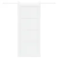 Porte Coulissante  avec Kit de Quincaillerie Blanche 86x198,5 cm en Bois Massif de Pin