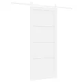 Porte Coulissante  avec Kit de Quincaillerie Blanche 86x198,5 cm en Bois Massif de Pin