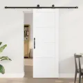 Porte Coulissante  avec Ensemble de Quincaillerie 'ORKDAL'en Bois Massif Blanc