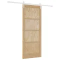 Porte Coulissante  avec Kit de Matériel 83x202 cm en Bois Massif Pin