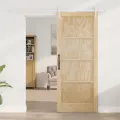 Porte Coulissante  avec Kit de Matériel 83x202 cm en Bois Massif Pin