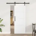 Porte coulissante  avec kit de quincaillerie 'ORKDAL'en bois massif blanc