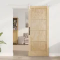 Porte Coulissante  avec Ensemble de Quincaillerie 83x202 cm Bois Massif Pin