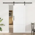 Porte Coulissante  avec Ensemble de Matériel Blanche 83x202 cm Bois Massif Pin