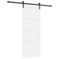 Porte Coulissante  avec Ensemble de Matériel Blanche 83x202 cm Bois Massif Pin