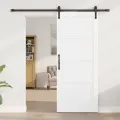 Porte Coulissante  avec Ensemble de Matériel Blanche 83x202 cm Bois Massif Pin