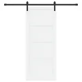 Porte Coulissante  avec Ensemble de Matériel Blanche 83x202 cm Bois Massif Pin