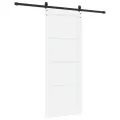 Porte Coulissante  avec Ensemble de Matériel Blanche 83x202 cm Bois Massif Pin