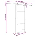 Porte Coulissante  avec Kit Matériel 'ORKDAL'en Bois Massif de Pin Blanc