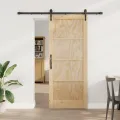 Porte coulissante  avec set de matériel 83x202 cm Bois massif Pin