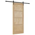 Porte coulissante  avec set de matériel 83x202 cm Bois massif Pin