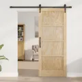 Porte coulissante  avec set de matériel 83x202 cm Bois massif Pin