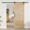 Porte coulissante  avec ensemble de quincaillerie 'ORKDAL'en bois massif de pin