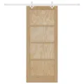 Porte coulissante  avec ensemble de quincaillerie 83x202 cm en bois massif de pin