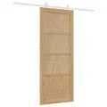 Porte coulissante  avec ensemble de quincaillerie 83x202 cm en bois massif de pin