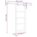 Porte coulissante  avec ensemble de quincaillerie 83x202 cm en bois massif de pin