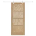 Porte coulissante  avec ensemble de quincaillerie 83x202 cm Bois massif Pin