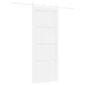 Porte Coulissante  avec Kit Matériel Blanche 83x202 cm Bois Massif Pin