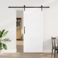 Porte Coulissante  avec Ensemble de Quincaillerie Blanche 86x198,5 cm Bois Massif en Pin